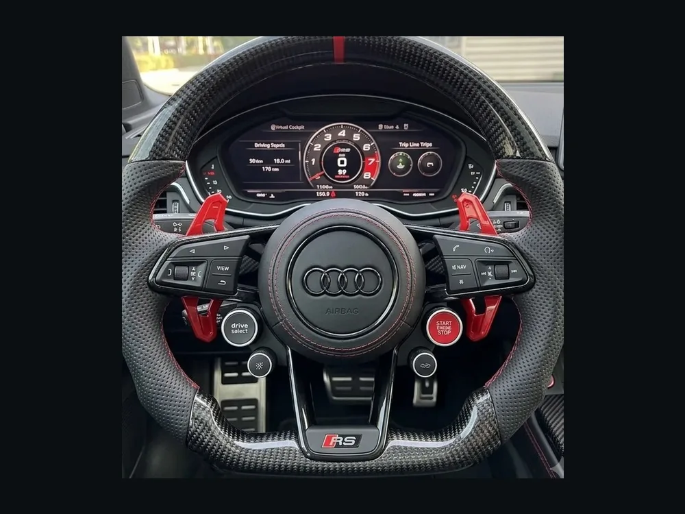 Audi Gloss Carbon Fiber Steering Wheel — Custom Steering Wheel