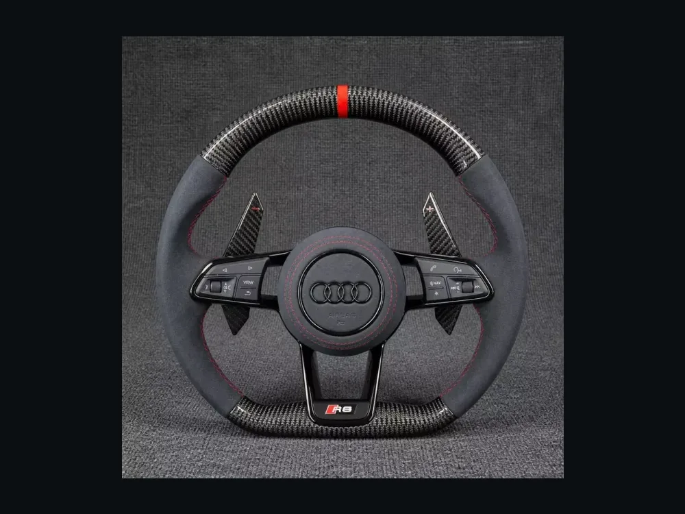 Custom Genuine Carbon Fiber Steering Wheel for Audi R8 Type42 Type4S 2006 2024 Coup Spyder — Custom Steering Wheel