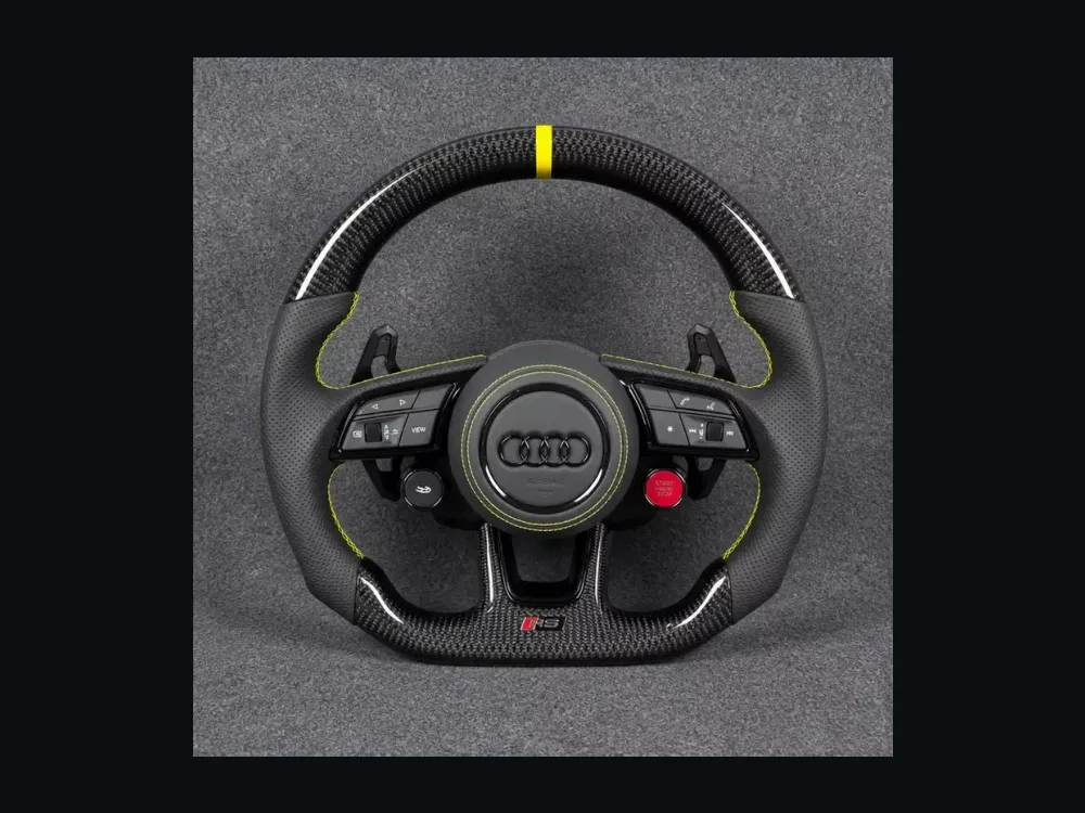 Custom Genuine Carbon Fiber Napa leather Steering Wheel for Audi R8 Type42 Type4S 2006 2024 Coup Spyder — Custom Steering Wheel