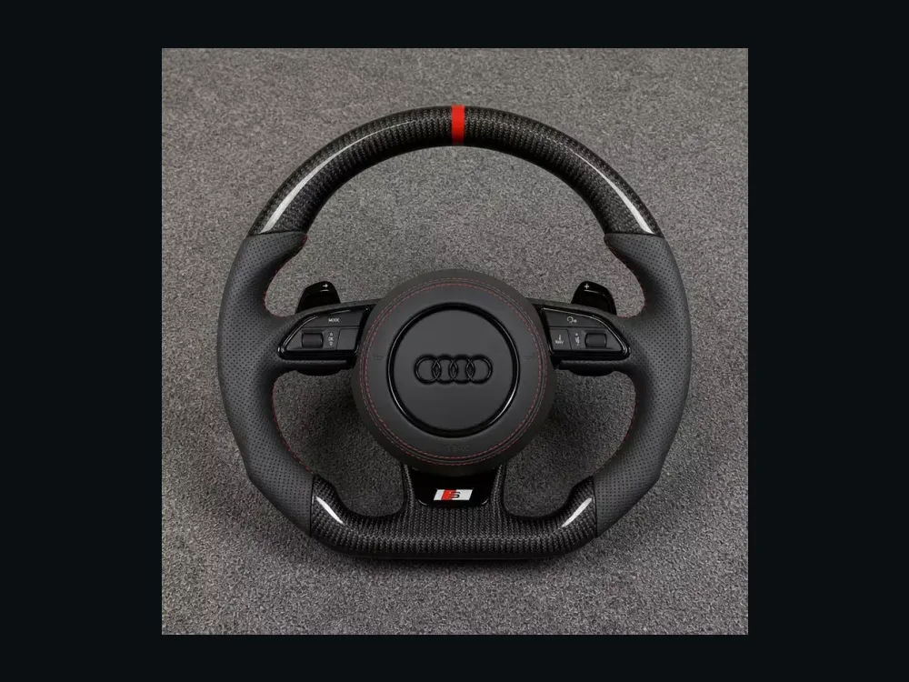 Custom Genuine Carbon Fiber Napa leather Alcantara Steering Wheel for Audi R8 Type42 Type4S 2006 2024 Coup Spyder — Custom Steering Wheel