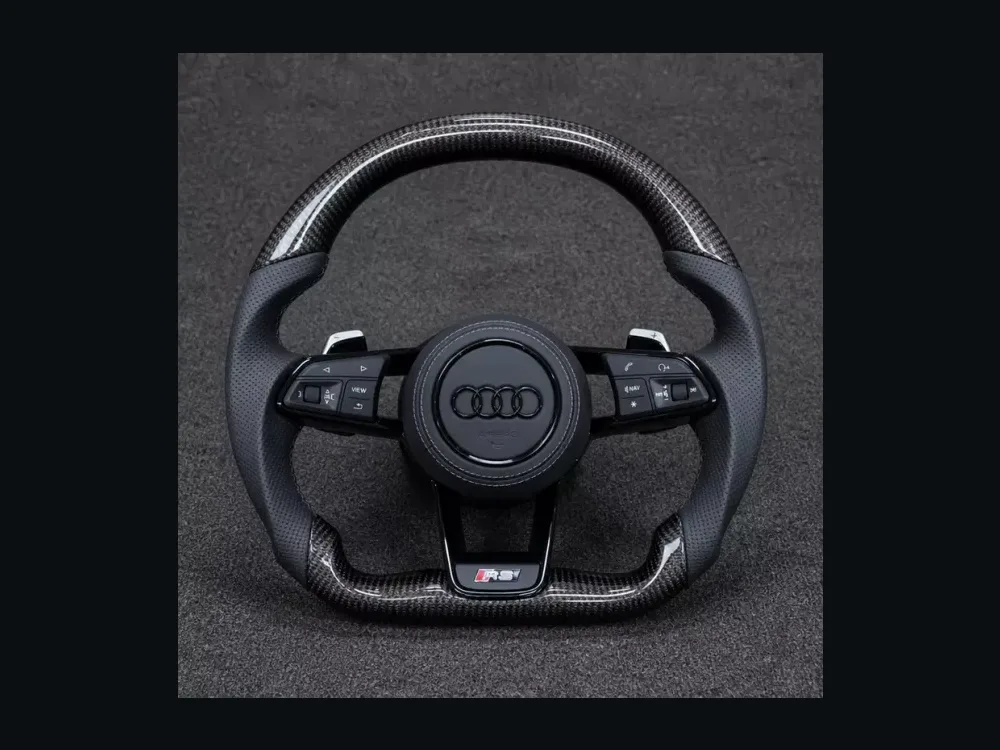 Custom Genuine Carbon Fiber Alcantara Steering Wheel for Audi TT TTS TTRS 8N 8J 8S FV 1998 2023 Coupe Roadster — Custom Steering Wheel